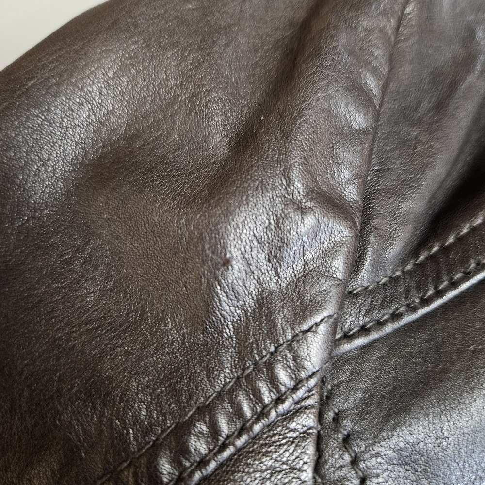 GUESS 100% Leather Jacket Women's Size M Brown Moto Asymmetrical Zip Soft - Picture 5 of 12